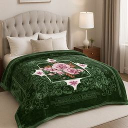 Aura Green & Purple Floral Mink Mild Winter 500 GSM Double Bed Blanket-picture-29