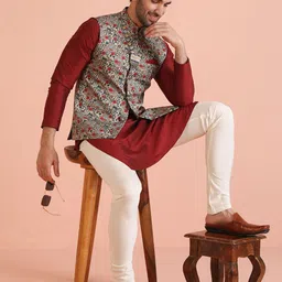 KISAH Printed Nehru Jacket image 1