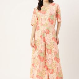 Simaaya Self Design Basic Jumpsuit with Lace Inserts-picture-7