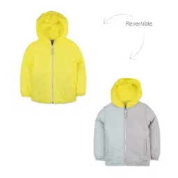 Cherry Crumble By Nitt Hyman Kids Yellow & Grey Quilted Reversible Hooded Jacket-picture-16