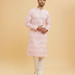 Twamev Ethnic Motifs Embroidered Mandarin Collar Georgette Straight Kurta With Churidar-image-46