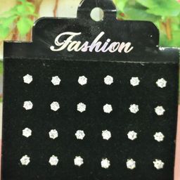 NAVJAI Gold-Toned & Clear Pair Of 12 Stone Circular Stud Earrings-image-87