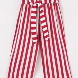 CrayonFlakes Back Elasticated & Front Tie Up Striped   Palazzo - Red-image-72