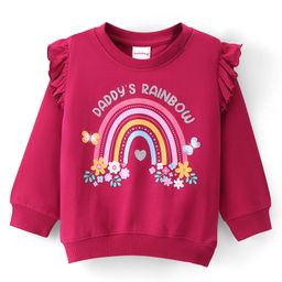 Babyhug 100% Cotton Knit Full Sleeves Sweatshirt With Rainbow Graphics - Red-image-42
