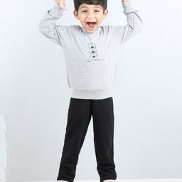 Aww Hunnie Full Sleeves Placement Cartoon Rice Cake Printed Winter  Sweatshirt And Joggers Set - Grey-picture-15