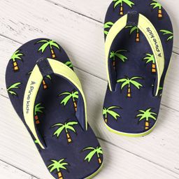 Pine Kids Slip On Flip Flops Palm Tree Print - Dark Blue-image-131