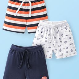 Babyhug Cotton Knit Striped Shorts Pack of 3- Multicolor-image-109