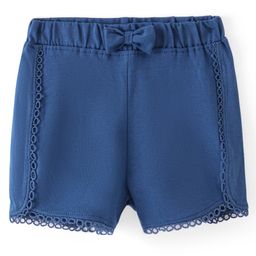 Babyhug Single Jersey Knit Mid Thigh Length  Shorts Solid Colour Bow Applique -  Navy-image-44