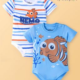 Babyoye Disney Interlock Knit Half Sleeves  Onesies with Nemo Graphics Pack of 2 - Multicolour-image-51
