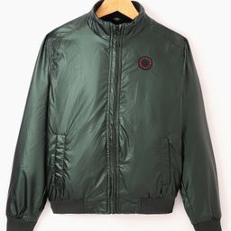 Ruff Woven Full Sleeves Front Open Bomber Jacket With Patch Detailing - Olive Green-image-7
