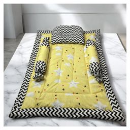 Fabrify Baby 100% Cotton Mattress Set Gadda Set Cloud Print - Yellow-picture-21