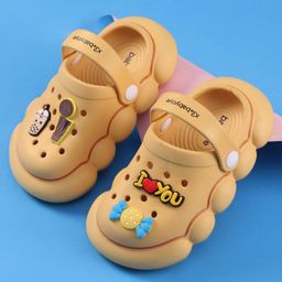 Babyoye Back Strap Clogs with Jibbitz Applique - Mustard-image-89