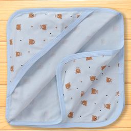 OHMS Interlock Knit Hooded Towel & Wrappers with Bear Print L 79 x B 69 cm - Light Blue-13