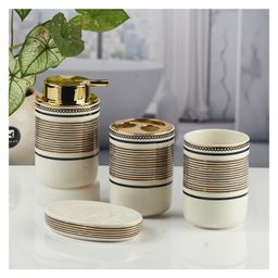 Ceramic Bathroom Accessories Set of 4 with Soap Dispenser (11449)- 350 ml-picture-4