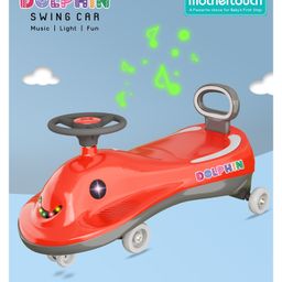Mothertouch Dolphin Swing Car 5 Melodious Music Durable ABEC Bearing Smooth Wheel Rideon Twister Magic Car for Kids - Red-27