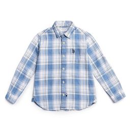 US Polo Assn Cotton Knit Full Sleeves Checks Shirt - Light Blue-image-69