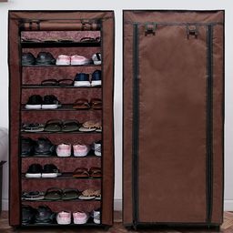 Urban Choice 9-Shelves Modular Metal Shoe Rack With Brown Cover - Perfect for Entryway & Closet Storage-picture-28