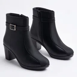 Shoetopia Embroidered Zipper Closure Boots - Black-picture-3