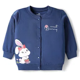 Doodle Poodle 100% Cotton Knit Full Sleeves Sweatjacket With Bunny Print - Navy Blue-picture-26