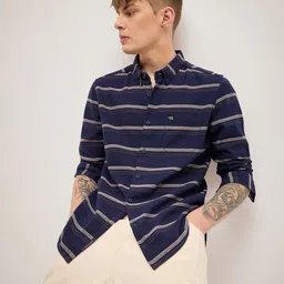 THE BEAR HOUSE Men Slim Fit Striped Casual Shirt-image-66