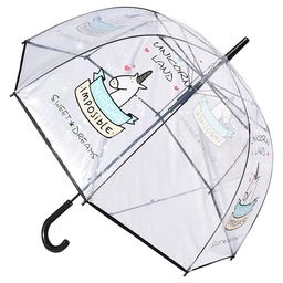 CHAATEWALA Unicorn Printed Dome Shaped Transparent Umbrella - Black image 2
