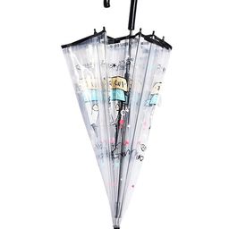 CHAATEWALA Unicorn Printed Dome Shaped Transparent Umbrella - Black image 3
