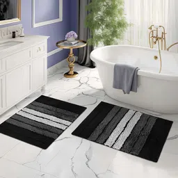 Kuber Industries Grey & Black 3 Pieces Textured Anti-Slip Doormats-image-72