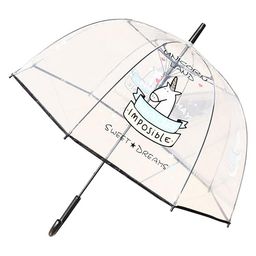 CHAATEWALA Unicorn Printed Dome Shaped Transparent Umbrella - Black image 4