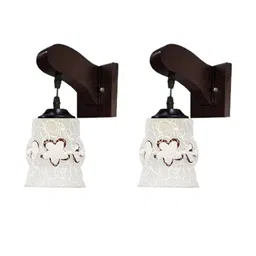 Somil Premium Designer Glass Wall / Night Lamp Elegant & Stylish Dcor Accent for Modern Interiors, Color- Brown, White, Size:- 22 X 27 X 25 CM-image-19