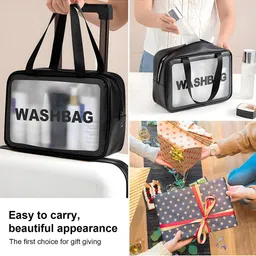 Kuber Industries Black 6 Pieces Makeup Organizer Bags with Zip & Hand Strap image 2