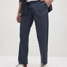 The Roadster Life Co. Pure Cotton Straight Fit Cropped Trousers-picture-9