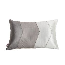 Home Set of 2 Grey & White Colourblocked Rectangle Cushion Covers image 3