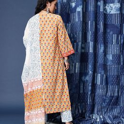 Taavi Floral Printed Regular Block Print Legacy Kurta with Palazzos & Dupatta image 3