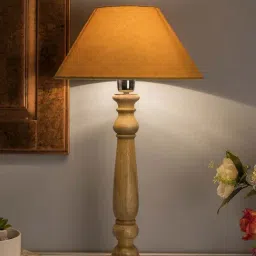 Homesake Natural Wood Mabel Rustic Table Lamp with Golden Shade (Bulb Included) - Set of 1-29
