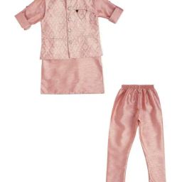 Cavio Kids Pink Cotton Embroidered Full Sleeves Kurta Set-picture-43