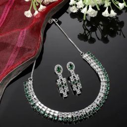 Zeneme Rhodium Plated AD Studded Jewellery Set-image-52