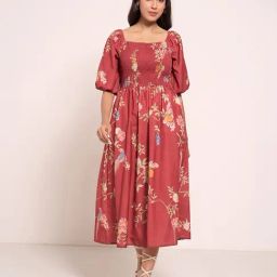 Akkriti By Pantaloons Red Regular Fit Printed Dress-image-52