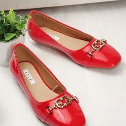 Elle Women's Red Flat Ballets-picture-13