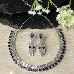 Zeneme Rhodium Plated AD Studded Jewellery Set-image-48