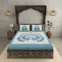 JaipurFabric Azure Pure Cotton 180 TC Double Bedsheet with 2 Pillow Covers-image-27