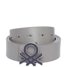 United Colors of Benetton Karel Grey & Navy Leather Reversible Belt for Men-image-68