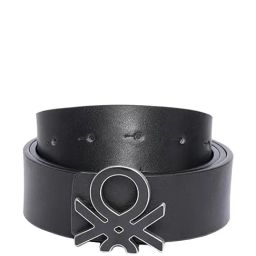 United Colors of Benetton Karel Black & Navy Leather Reversible Belt for Men-image-27
