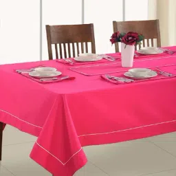 Swayam Pink Cotton 200 TC 6 Seater Table Cover - Set of 1-22