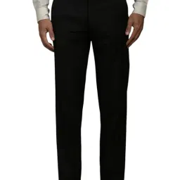 Louis Philippe Black Blended Regular fit Solid Trousers-image-45