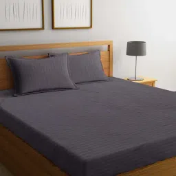 HOSTA HOMES Grey Cotton 280 TC Bed Sheet Set-image-14