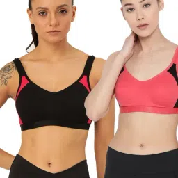 Lady Lyka Multicolor Non Wired Non Padded Sports Bra (Pack of 2)-image-63