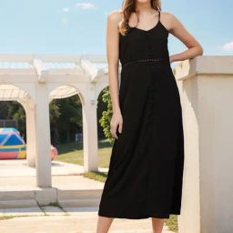 Rare Women Black Colour Maxi Solid Dress-picture-26