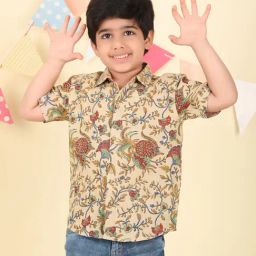 Fabindia Boys Beige Printed Shirt-image-69
