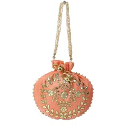 Aditi Wasan Peach Embellished Potli-27