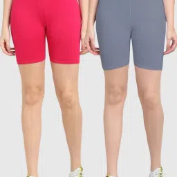 Gracit Pink & Grey Cotton Sports Shorts - Pack Of 2-image-51